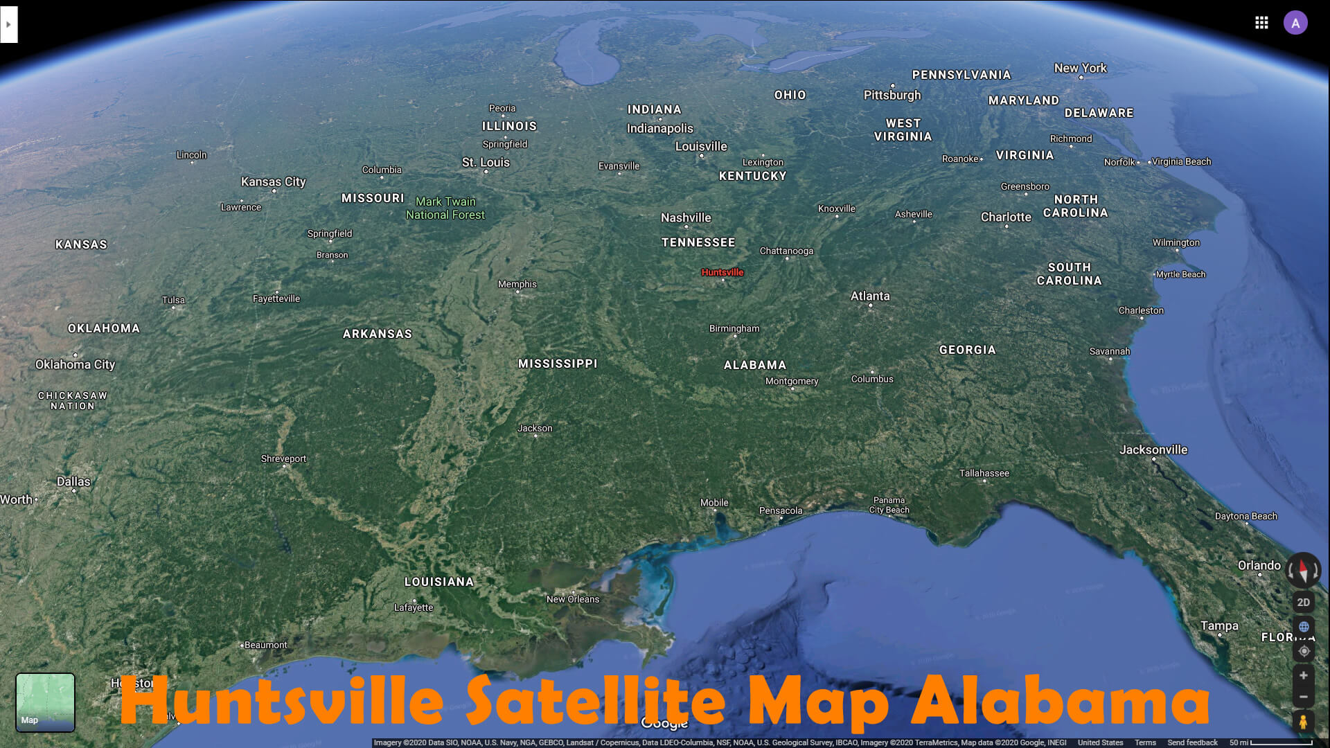 Huntsville Satellite Carte Alabama